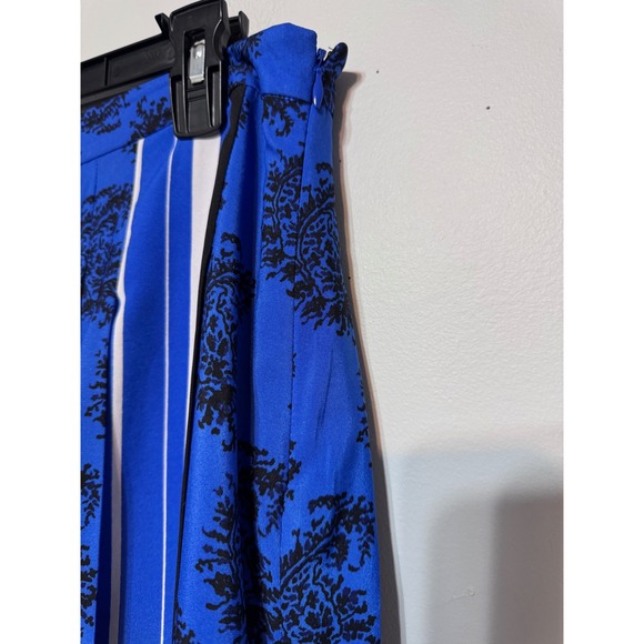 Royal Blue Damask Pleated Skirt Size 8 Old Money Academia‎ Coquette Coastal Chic - Picture 3 of 7